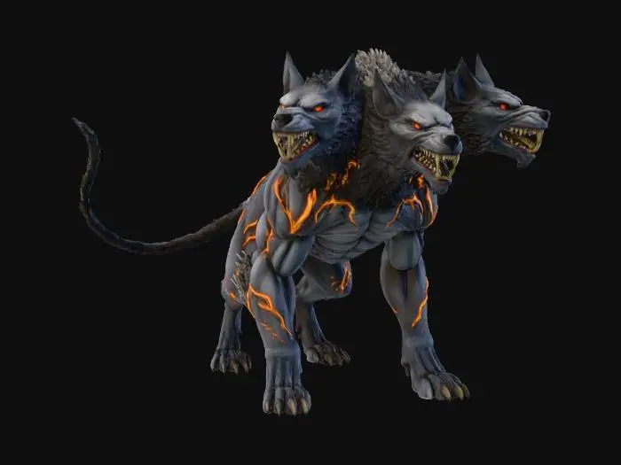 3D model for symmetrical placement of it's four legs. hell hound CHIMERA CERBERUS