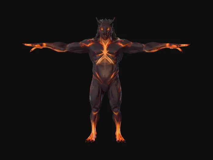 3D model for symmetrical placement of it's four legs. hell hounds
