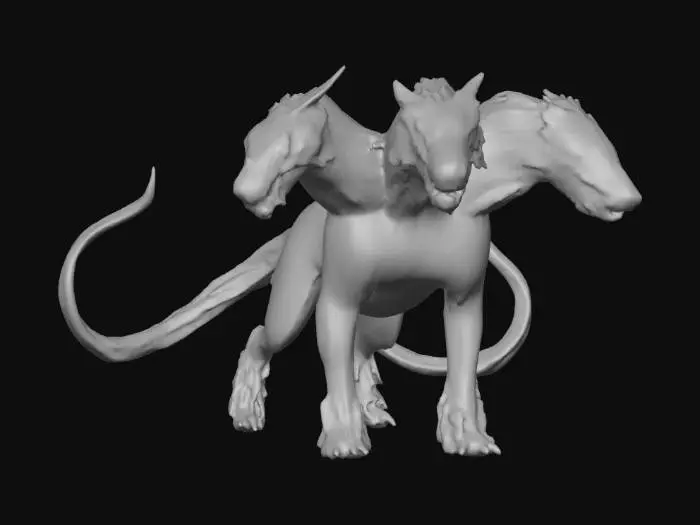 3D model for symmetrical placement of it's four legs. hell hound CHIMERA CERBERUS
