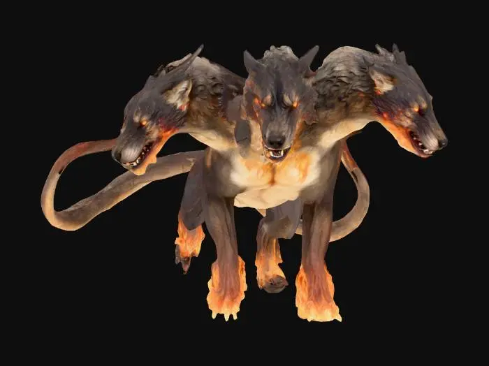 3D model for symmetrical placement of it's four legs. hell hound CHIMERA CERBERUS