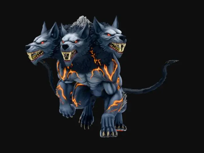 3D model for symmetrical placement of it's four legs. hell hound CHIMERA CERBERUS