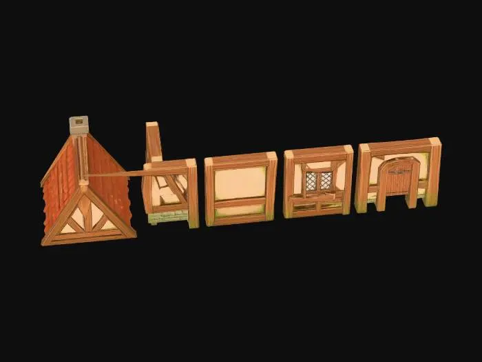 3D model for Timber-Framed Cottage Wall Segments
