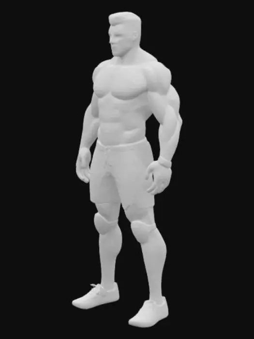 3D model for 3d pelihahmo malli vartalo joka soveltuu dynaamiseen pelikenttään missä vartalon muotoa voidaan muokata pelissä, ytimekäs ja muokattava pelihahmo.