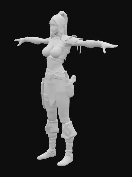 3D model for Generate idea for a female fantasy character player with cottton clothing in T-Pose with transparent background.
