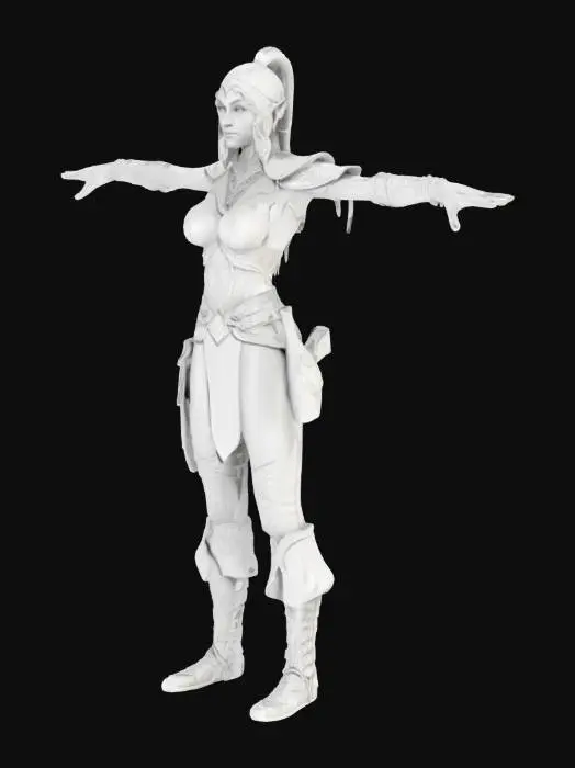3D model for Generate idea for a female fantasy character player with cottton clothing in T-Pose with transparent background.
