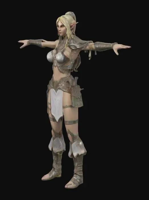 3D model for Generate idea for a female fantasy character player with cottton clothing in T-Pose with transparent background.
