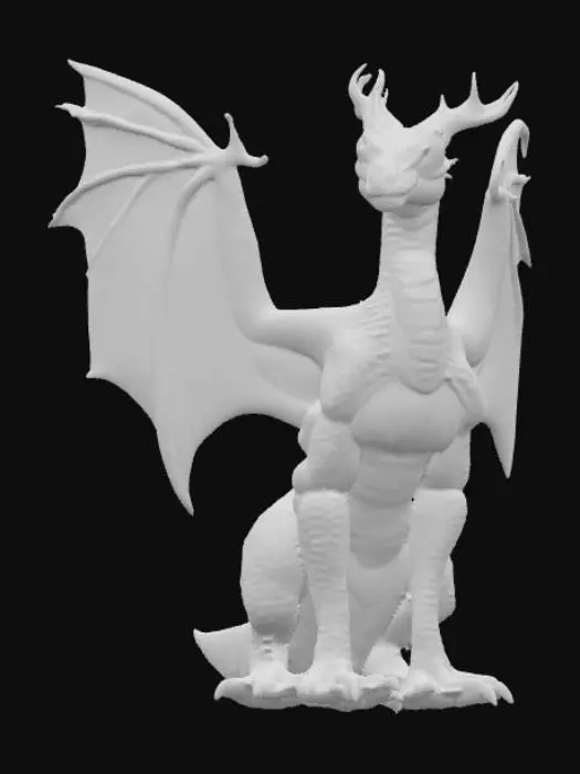 3D model for A formidable, lean dragon exhibiting the classic predatory appearance of a wyvern. Its powerful, two-legged body is covered in tough, desaturated olive-green scales with a subtly rough texture, transitioning to a lighter, dull beige on its underbelly. Large, leathery wings, serving as its primary forelimbs, stretch with taut, semi-translucent membranes, detailed with visible veins. A long, serpentine neck supports an angular, reptilian head featuring sharp snouts and small, piercing eyes. Its whip-like tail ends in a bony, pointed barb.
