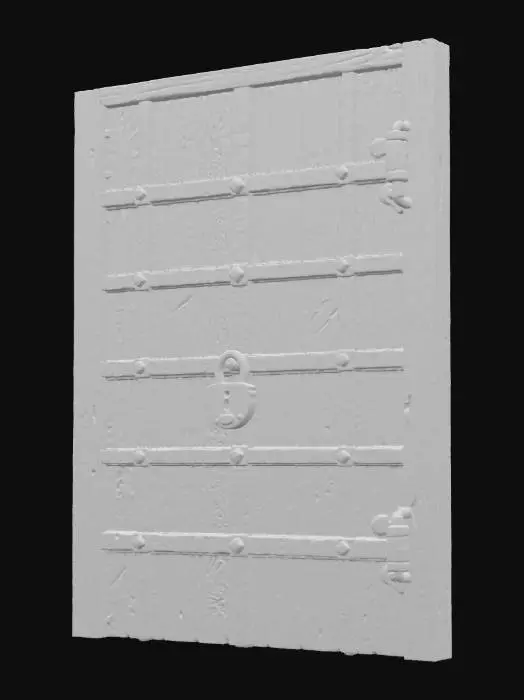 3D model for a barred door in a dungeon