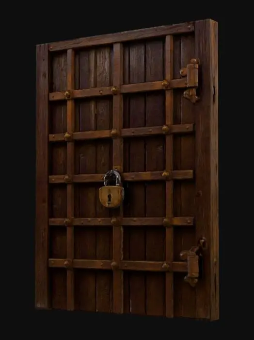 3D model for a barred door in a dungeon