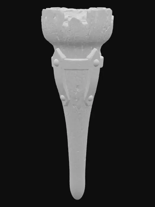 3D model for a torch that burns in wood that is round and narrower at the bottom and thicker at the top and can be attached to the wall