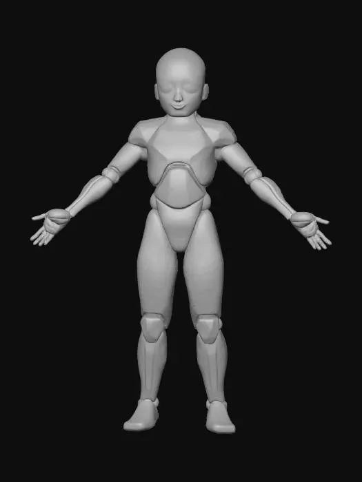 3D model for Humanoid little man in cyborg form as a 3D model x position.