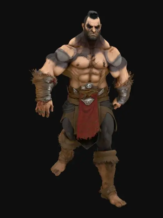 3D model for x-position, heroic warrior, warcry motion picture, dirty and handsome dark fellow.