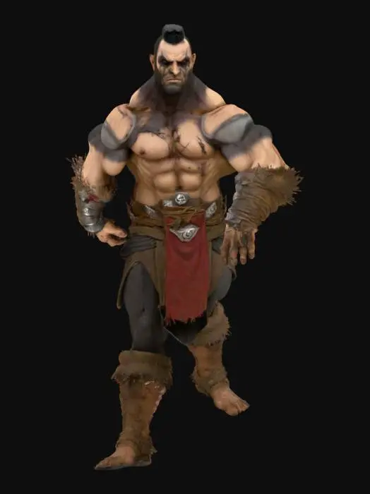 3D model for x-position, heroic warrior, warcry motion picture, dirty and handsome dark fellow.