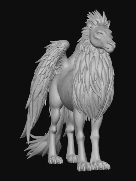 3D model for griffon perfect posture clear feathers
 lion 4 legs