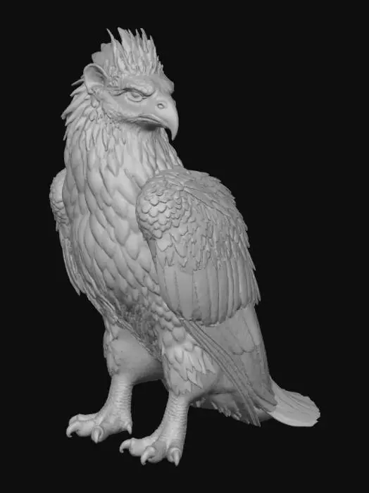 3D model for griffon mythical beast perfect posture clear feathers and  lion's 4 legs photosharp constration realistic accuracy