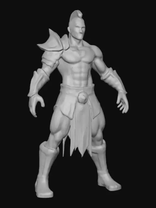 3D model for x-position, heroic warrior, warcry motion picture, dirty and handsome dark fellow.