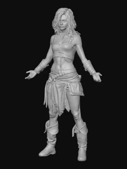 3D model for x-position, heroic warrior, warcry motion picture, dirty and handsome female