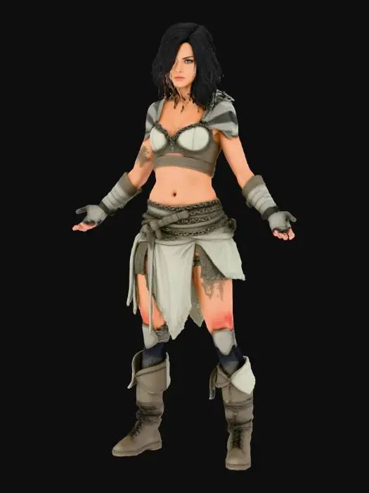 3D model for x-position, heroic warrior, warcry motion picture, dirty and handsome female