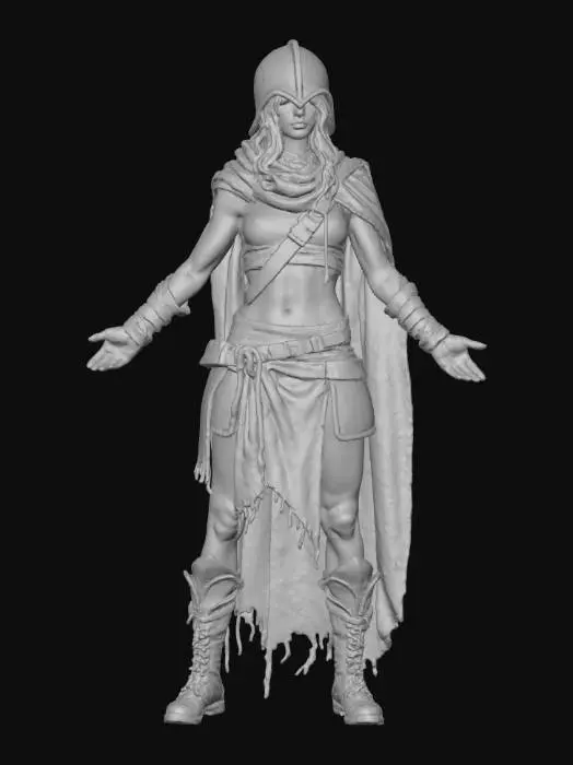 3D model for x-position, heroic warrior, warcry motion picture, dirty and handsome female