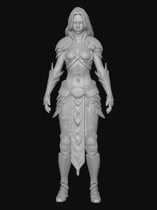 3D model for x-position, heroic warrior, warcry motion picture, dirty and handsome beautiful female