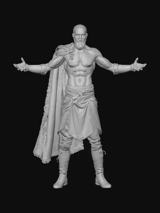 3D model for x-position, heroic warrior, warcry motion picture, dirty and handsome dark fellow.