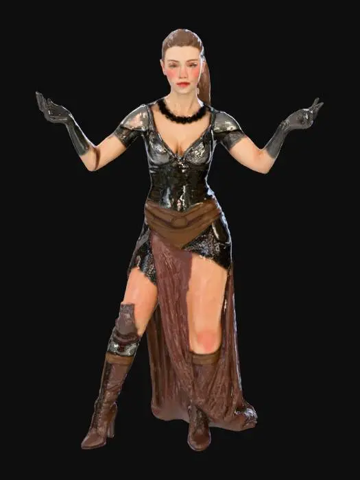 3D model for x-position, heroic warrior, warcry motion picture, dirty and handsome female