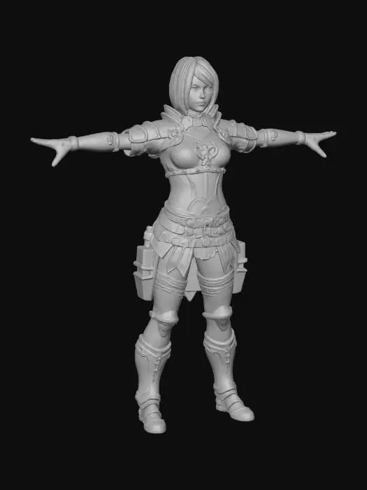 3D model for x-position, heroic warrior, warcry motion picture, dirty and handsome female