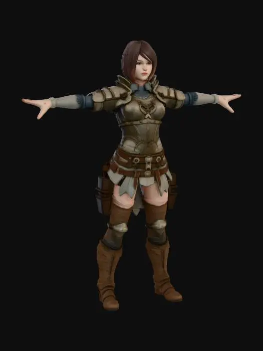 3D model for x-position, heroic warrior, warcry motion picture, dirty and handsome female