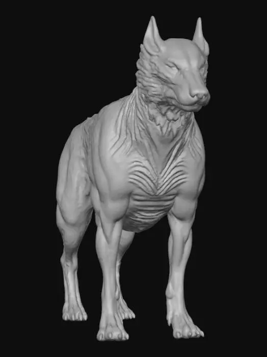 3D model for symmetrical placement of it's four legs. hell hounds