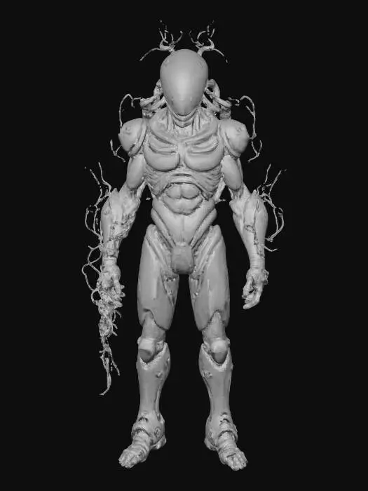 3D model for **"A highly detailed, game-ready 3D model of a Bioluminescent Xenotech Wrist-Mounted Laser Cannon. This device is a symbiosis of alien biomechanics and humanoid technology, designed to seamlessly integrate onto a player's forearm/wrist  just make the artifat.

Attachment: The primary body is secured by integrated, retractable bio-tendrils or chitinous clamps that look like they are organically gripping the user's skin, supplemented by a metal alloy locking mechanism near the wrist joint for a secure, technological fit.

Style: Hard Sci-Fi, Giger-esque Biomechanical, Alien Artifact.


Lighting: The model requires strong emissive maps for the bioluminescent veins and the charging core
Target Output: PBR textured, high-resolution mesh suitable for a first-person shooter (FPS) game asset."**