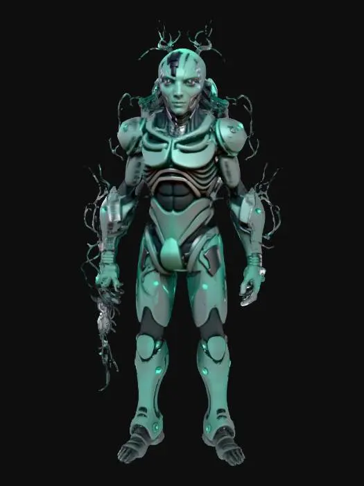 3D model for **"A highly detailed, game-ready 3D model of a Bioluminescent Xenotech Wrist-Mounted Laser Cannon. This device is a symbiosis of alien biomechanics and humanoid technology, designed to seamlessly integrate onto a player's forearm/wrist  just make the artifat.

Attachment: The primary body is secured by integrated, retractable bio-tendrils or chitinous clamps that look like they are organically gripping the user's skin, supplemented by a metal alloy locking mechanism near the wrist joint for a secure, technological fit.

Style: Hard Sci-Fi, Giger-esque Biomechanical, Alien Artifact.


Lighting: The model requires strong emissive maps for the bioluminescent veins and the charging core
Target Output: PBR textured, high-resolution mesh suitable for a first-person shooter (FPS) game asset."**