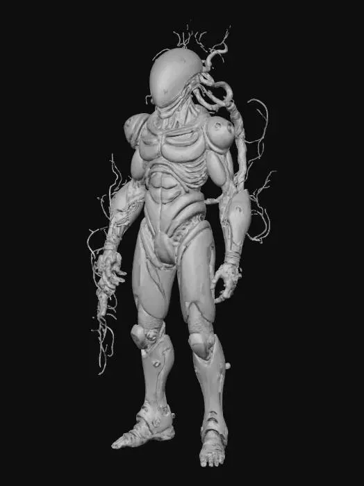 3D model for **"A highly detailed, game-ready 3D model of a Bioluminescent Xenotech Wrist-Mounted Laser Cannon. This device is a symbiosis of alien biomechanics and humanoid technology, designed to seamlessly integrate onto a player's forearm/wrist  just make the artifat.

Attachment: The primary body is secured by integrated, retractable bio-tendrils or chitinous clamps that look like they are organically gripping the user's skin, supplemented by a metal alloy locking mechanism near the wrist joint for a secure, technological fit.

Style: Hard Sci-Fi, Giger-esque Biomechanical, Alien Artifact.


Lighting: The model requires strong emissive maps for the bioluminescent veins and the charging core
Target Output: PBR textured, high-resolution mesh suitable for a first-person shooter (FPS) game asset."**