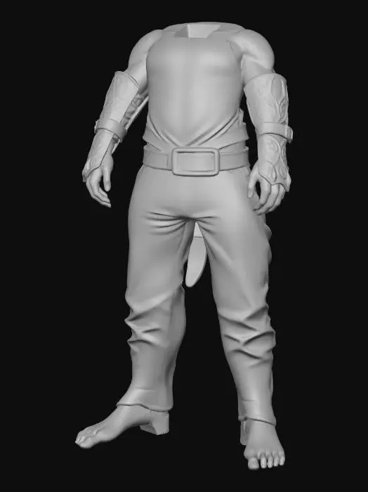 3D model for A standalone 3D model of an equippable item part, specifically a finely crafted vambrace designed for a female character. The vambrace is made of polished, dark fantasy-style metal with subtle etched patterns and a secure, adjustable leather strapping system. It is presented in a neutral pose, isolated from any character or background, showcasing its intricate details and ready for integration into a game.