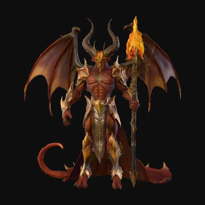 3D model for Ifrit The Fire Demon realm King in 3D mesh model without background