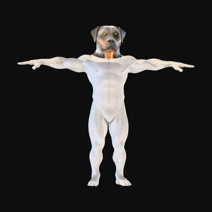 3D model for perfect example of rottweiler dog 3D model in animal  standing position with 4 legs on ground