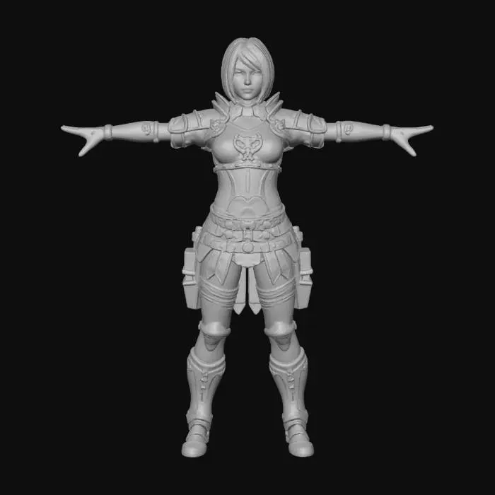 3D model for x-position, heroic warrior, warcry motion picture, dirty and handsome female