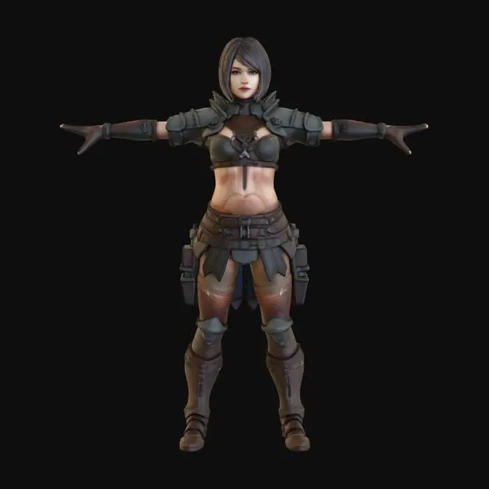 3D model for x-position, heroic warrior, warcry motion picture, dirty and handsome female