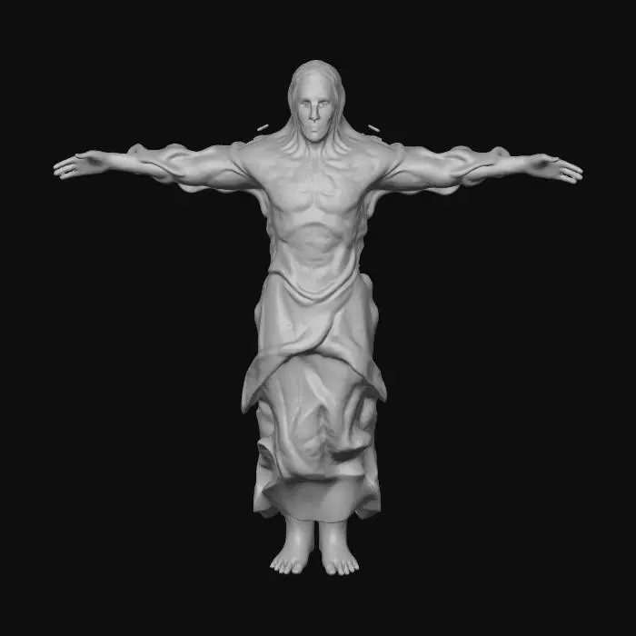 3D model for #Thanksgiving#, A spectral wisp, appearing as a translucent, vaguely humanoid form composed of swirling, pale blue mist. Its outline is indistinct and constantly shifts, giving it an ethereal, intangible quality. There are no clear facial features, only two faintly glowing, empty eye sockets that suggest a presence. It floats silently, leaving no trace, and feels like cold, damp air if one were to pass through it.