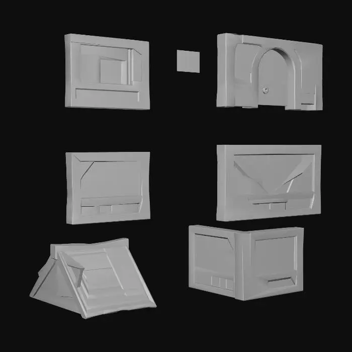 3D model for Timber Cottage Door and Wall Set