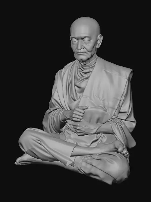 3D model for Meditiative Monk in Maroon Robes