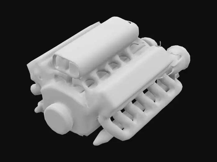 3D model for sport car engine, red chrome design