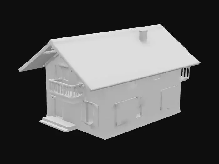 3D model for realistic high quality austrian residential home 2 stories, gable roof, white walls