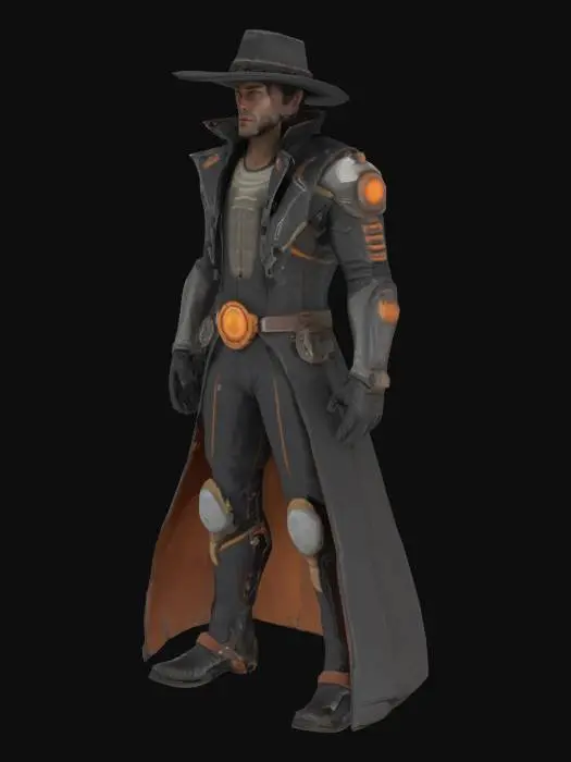 3D model for sci-fi space cowboy in A pose
