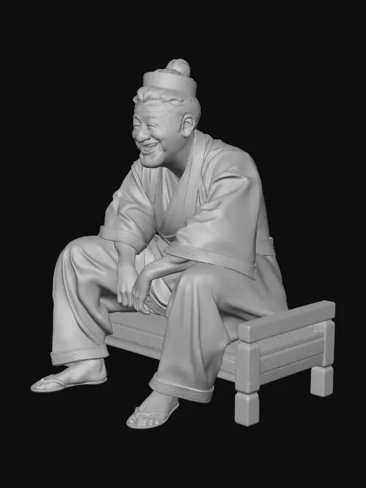 3D model for Man in Traditional Attire Sitting on Chair