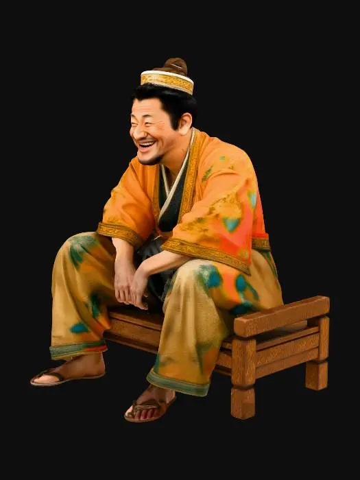 3D model for Man in Traditional Attire Sitting on Chair
