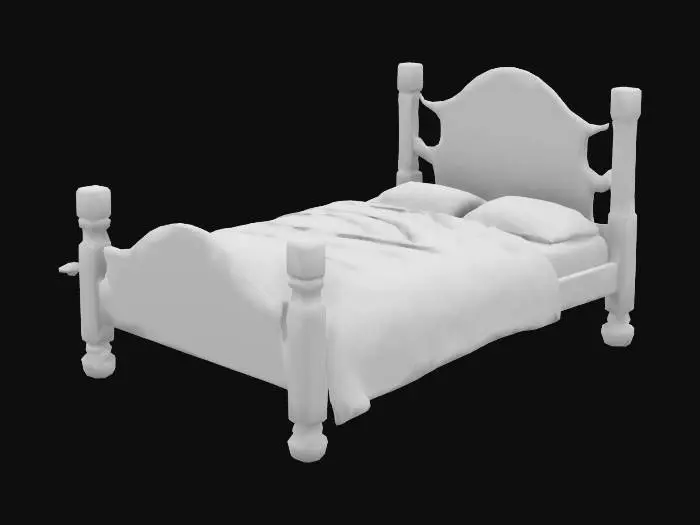3D model for Rustic Wooden Bed