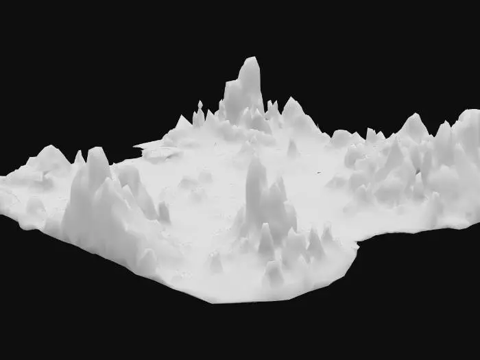 3D model for There’s a map showing where it’s possible to go, but the map is incomplete, which gives you a limited set of short-term goals and teases future quests with the negative space on the map. Mystic Valley Odyssey, landscape terren