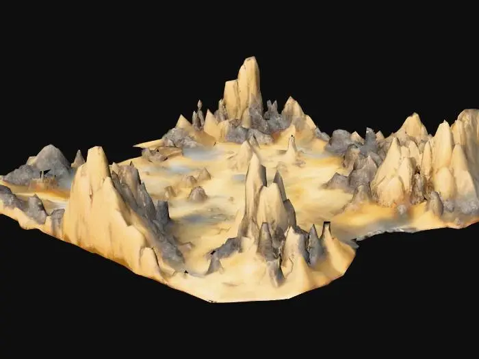 3D model for There’s a map showing where it’s possible to go, but the map is incomplete, which gives you a limited set of short-term goals and teases future quests with the negative space on the map. Mystic Valley Odyssey, landscape terren