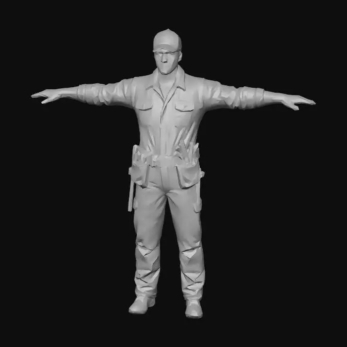3D model for Worker in Overalls