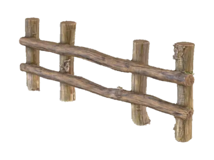 A simple wooden fence in the forest, made of straight rough logs placed upright and connected with… AI 생성 3D 모델
